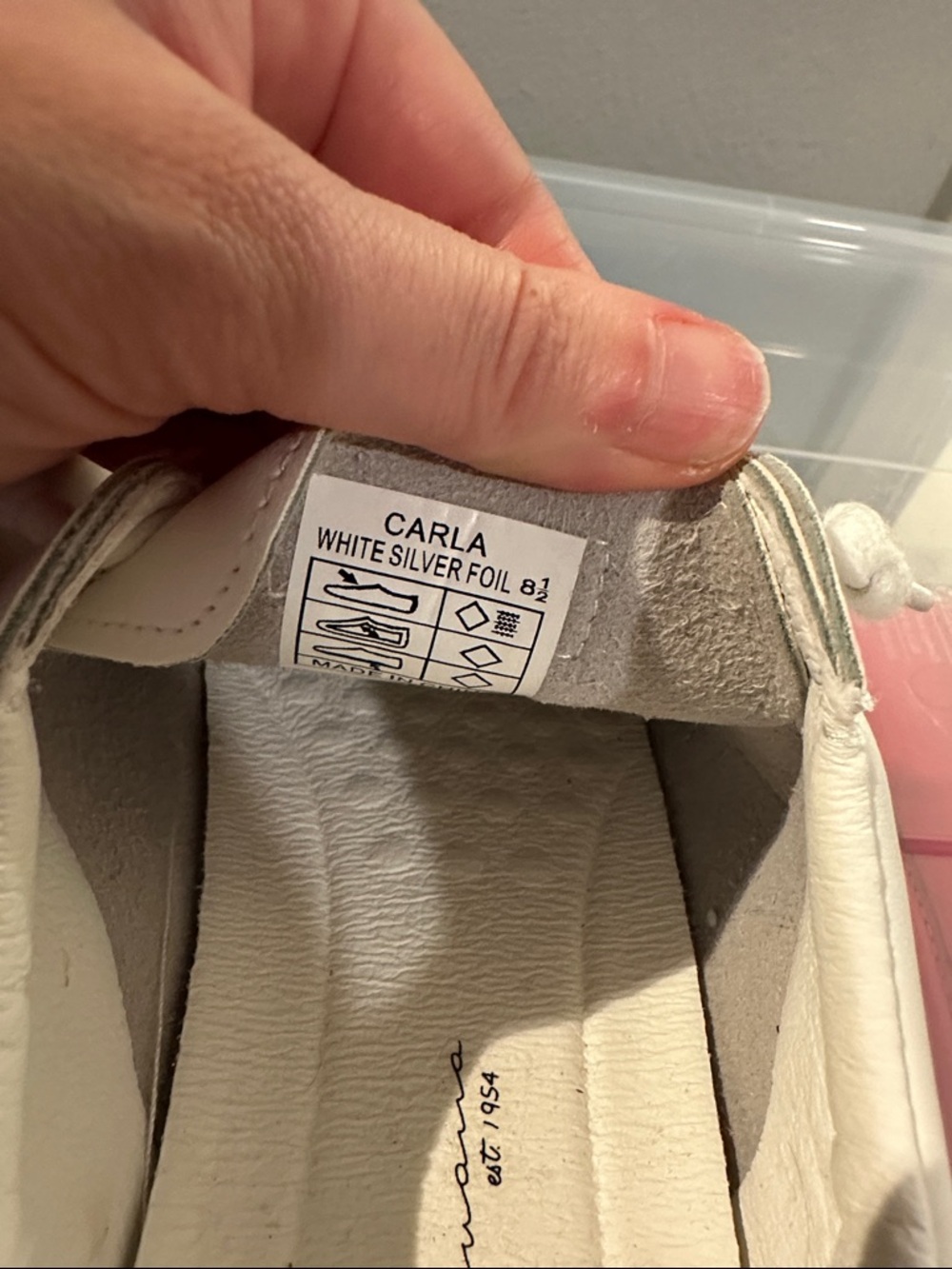 White Leather Sneakers with Silver Star Accent - Picture 6 of 7